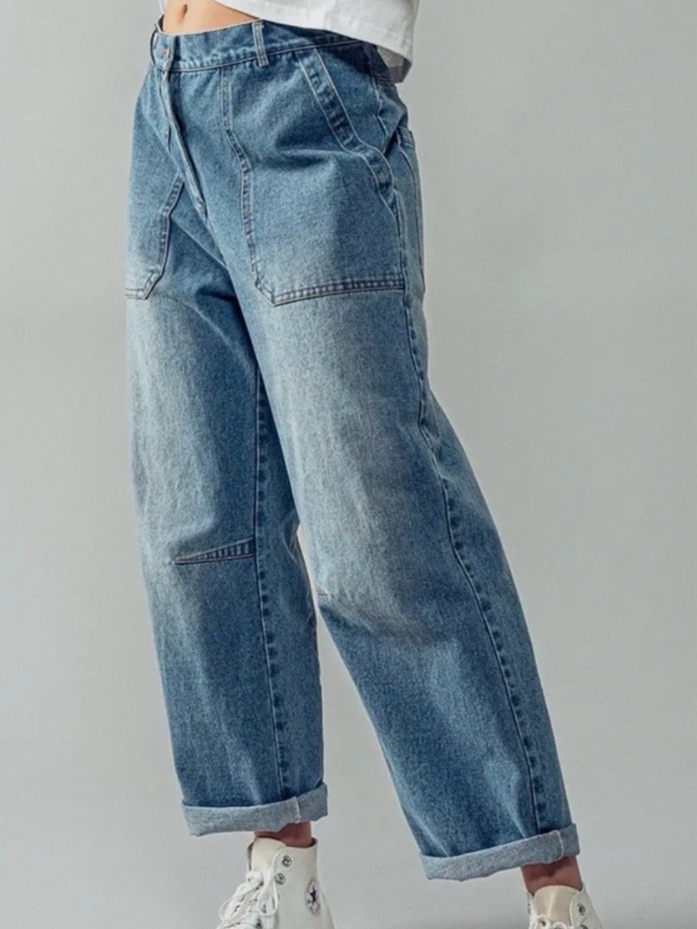 Urban Daizy High-Rise Darted Barrel Leg Jeans